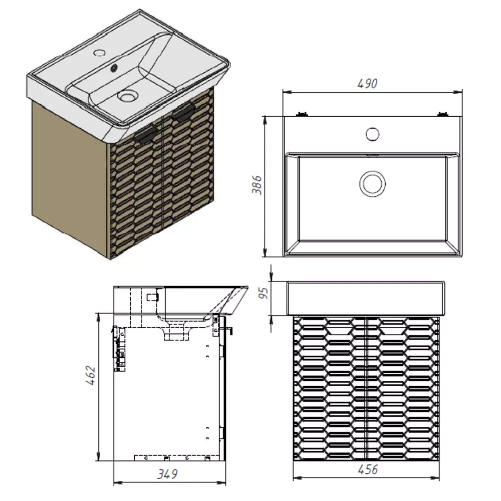 Тумба Devit Flow 50 см с умывальником и ручками, белый матовый (484050W) Фото - 5