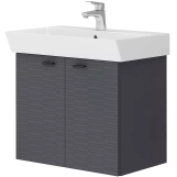 Тумба Devit Flow 60 см с умывальником и ручками, антрацит матовый (484060A) Фото - 1