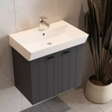 Тумба Devit Flow 60 см с умывальником и ручками, антрацит матовый (484060A) Фото - 6