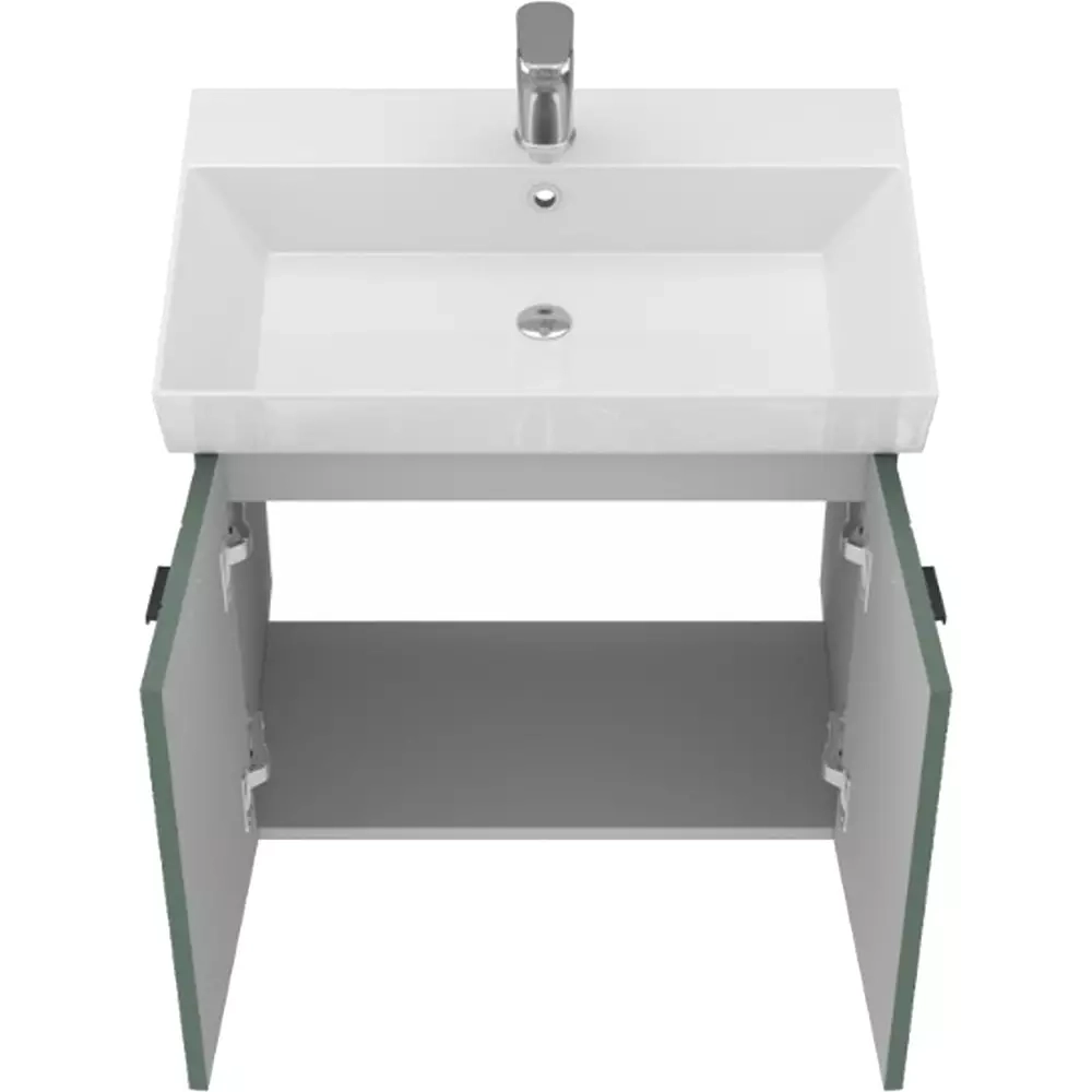 Тумба Devit Flow 60 см с умывальником и ручками, изумрудный матовый (484060E) Фото - 4