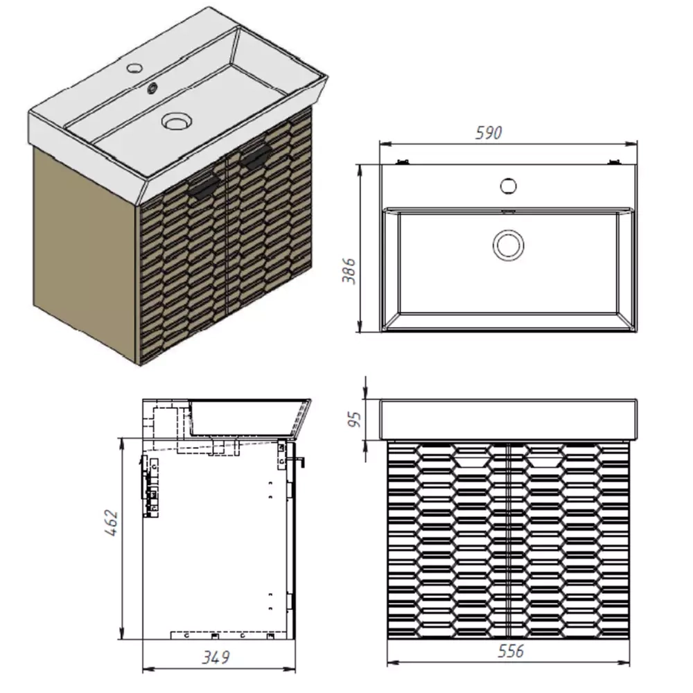 Тумба Devit Flow 60 см с умывальником и ручками, изумрудный матовый (484060E) Фото - 5