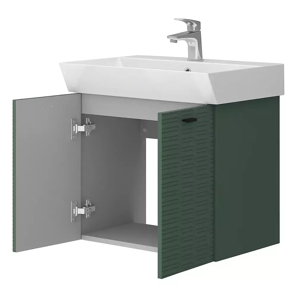 Тумба Devit Flow 60 см з умивальником та ручками, смарагдовий матовий (484060E) Фото - 2