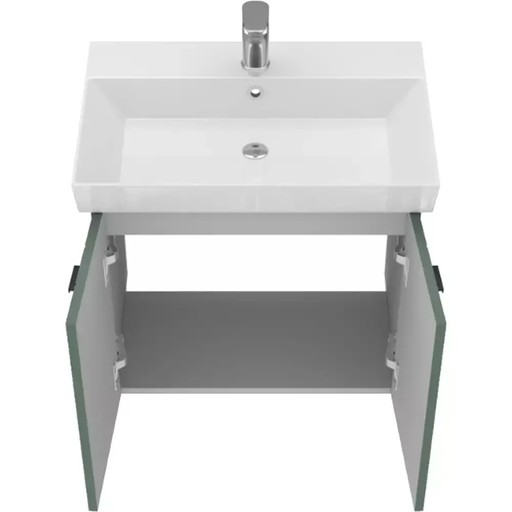 Тумба Devit Flow 60 см з умивальником та ручками, смарагдовий матовий (484060E) Фото - 4
