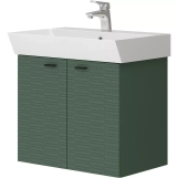 Тумба Devit Flow 60 см с умывальником и ручками, изумрудный матовый (484060E) Фото - 1