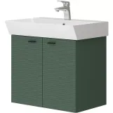 Тумба Devit Flow 60 см з умивальником та ручками, смарагдовий матовий (484060E) Фото - 1