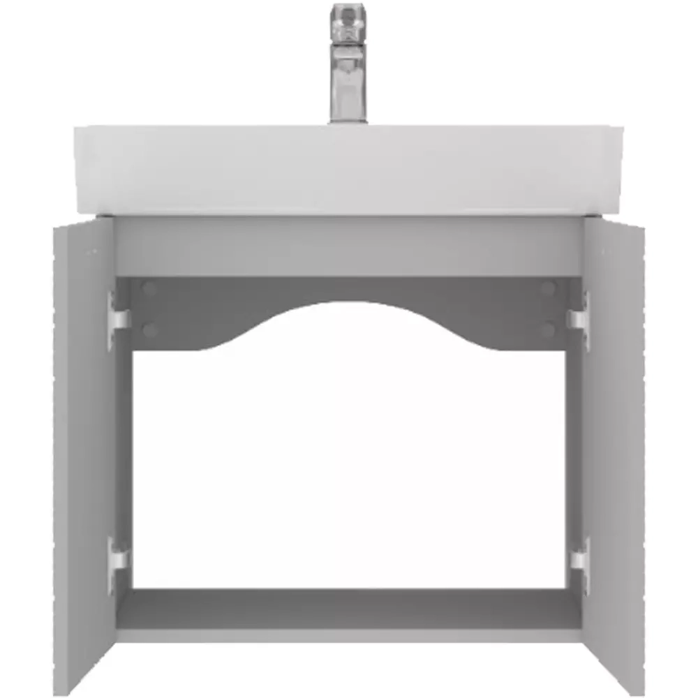 Тумба Devit Flow 60 см з умивальником та ручками, сірий матовий (484060G) Фото - 3