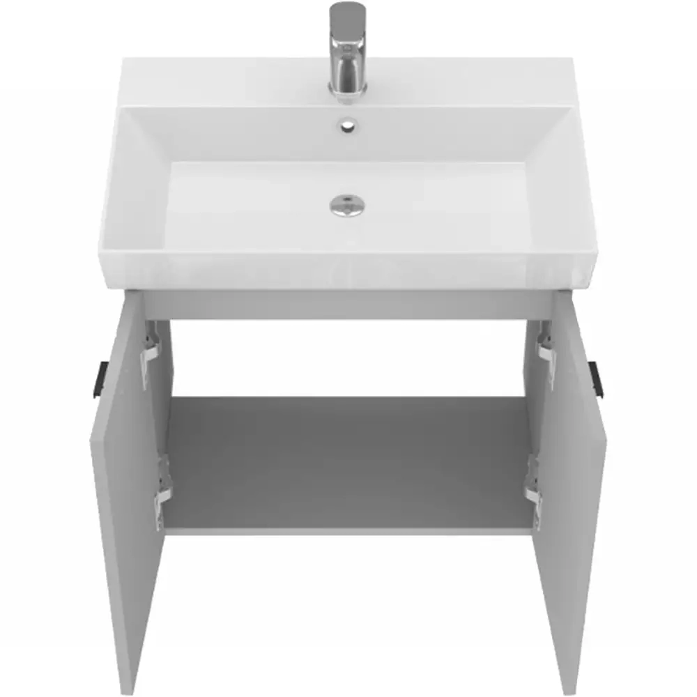 Тумба Devit Flow 60 см з умивальником та ручками, сірий матовий (484060G) Фото - 4