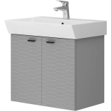 Тумба Devit Flow 60 см з умивальником та ручками, сірий матовий (484060G) Фото - 1