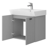 Тумба Devit Flow 60 см з умивальником та ручками, сірий матовий (484060G) Фото - 2