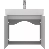 Тумба Devit Flow 60 см з умивальником та ручками, сірий матовий (484060G) Фото - 3