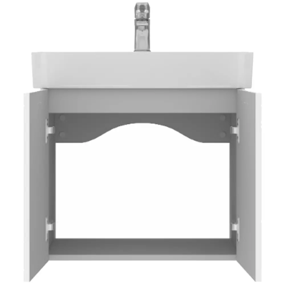 Тумба Devit Flow 60 см с умывальником и ручками, белый матовый (484060W) Фото - 3