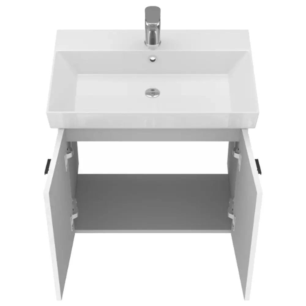 Тумба Devit Flow 60 см с умывальником и ручками, белый матовый (484060W) Фото - 4