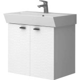 Тумба Devit Flow 60 см с умывальником и ручками, белый матовый (484060W) Фото - 1