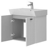 Тумба Devit Flow 60 см с умывальником и ручками, белый матовый (484060W) Фото - 2