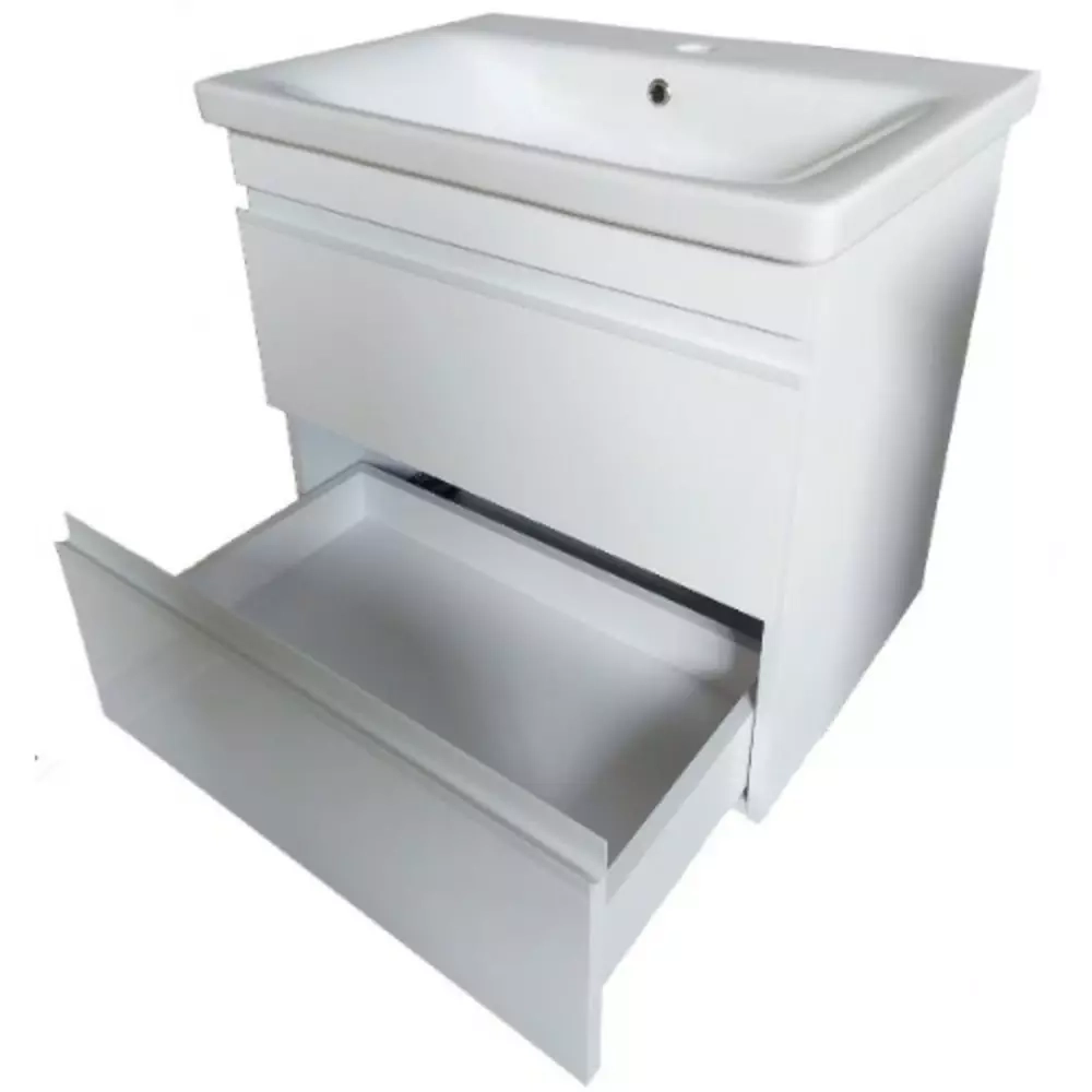Тумба Devit Frame 65 см з раковиною та сифоном, біла глянцева (753065W) Фото - 4