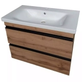 Тумба Devit Frame 80 см з раковиною та сифоном, натуральний дуб (753080O) Фото - 1