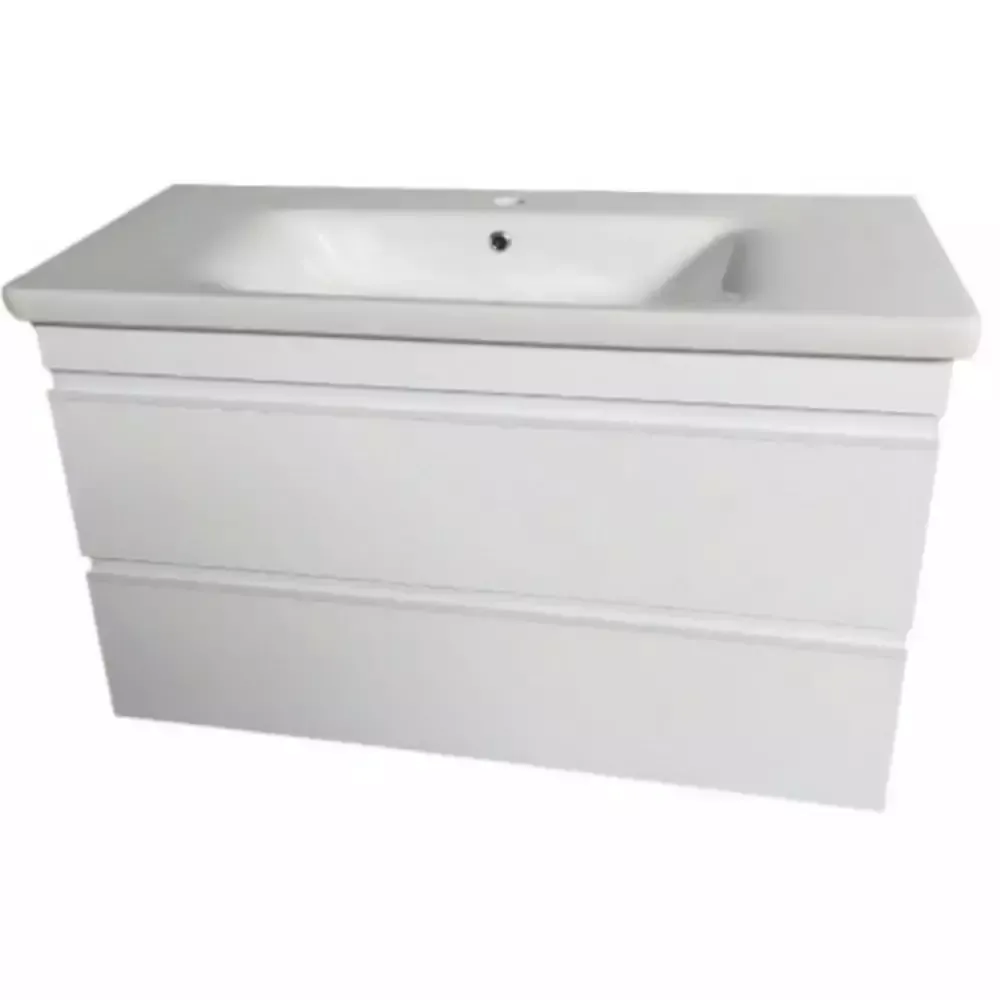 Тумба Devit Frame 80 см с раковиной и сифоном, белая глянцевая (753080W) Фото - 1