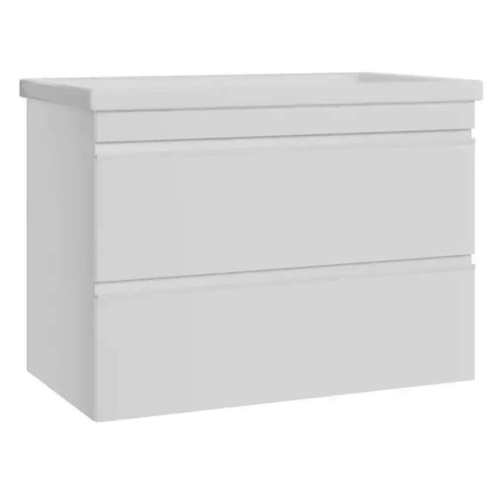 Тумба Devit Frame 80 см с раковиной и сифоном, белая глянцевая (753080W) Фото - 5