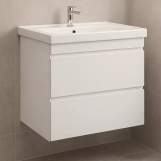Тумба Devit Frame 80 см з раковиною та сифоном, біла глянцева (753080W)