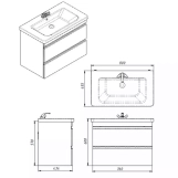 Тумба Devit Frame 80 см з раковиною та сифоном, біла глянцева (753080W) Фото - 2