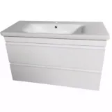 Тумба Devit Frame 80 см с раковиной и сифоном, белая глянцевая (753080W) Фото - 1