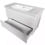 Тумба Devit Frame 100 см с раковиной и сифоном, белая глянцевая (753100W) Фото - 2