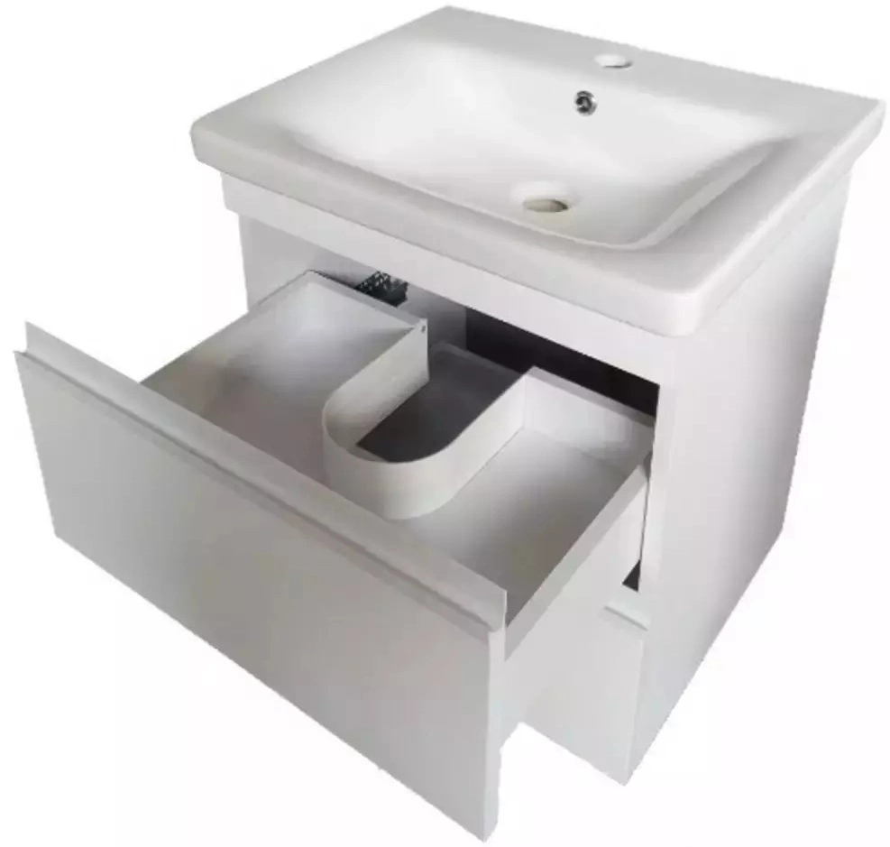 Тумба Devit Frame 55 см з умивальником на ніжках (754055W) Фото - 1