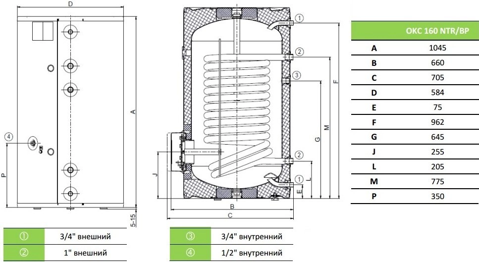 Бойлер косвенного нагрева Drazice OKC 160 NTR/BP Фото - 2