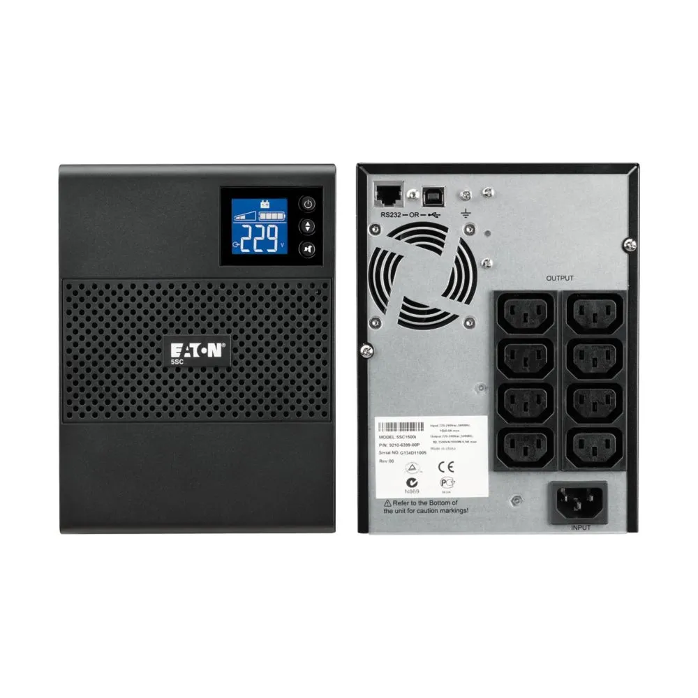 Джерело безперебійного живлення Eaton 5SC, 1500VA/1050W, LCD, USB, RS232, 8xC13