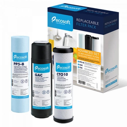 Покращений комплект картриджів Ecosoft 1-2-3 для фільтра зворотного осмосу (CHV3ECO)