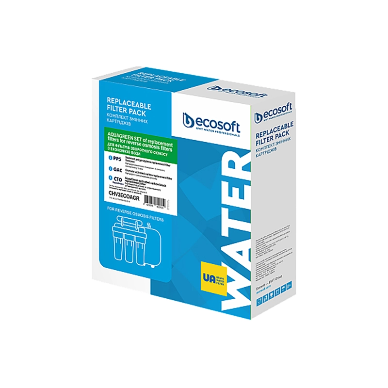 Комплект картриджів Ecosoft AquaGreen 1-2-3 для фільтрів зворотного осмосу (CHV3ECOAGR) Фото - 2