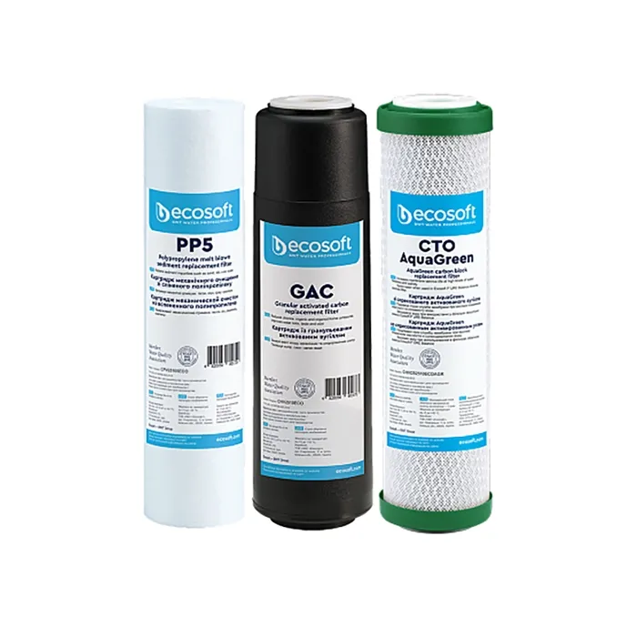 Комплект картриджей Ecosoft AquaGreen 1-2-3 для фильтров обратного осмоса (CHV3ECOAGR) Фото - 1