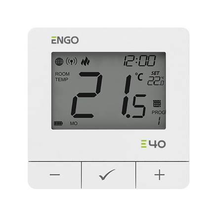 Программируемый интернет терморегулятор ENGO ZigBee/868 МГц, жив. батарейки 2хАА, белый (E40-BATW)