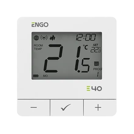 Програмований інтернет терморегулятор ENGO ZigBee/868 МГц, жив. батарейки 2хАА, білий (E40-BATW)