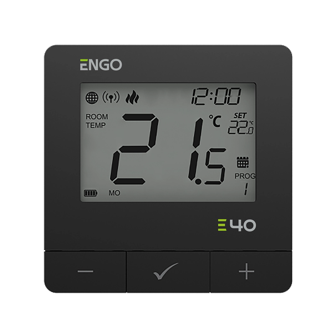 Программируемый интернет терморегулятор ENGO ZigBee/868 МГц, жив. батарейки 2хАА, черный (E40-BATB)