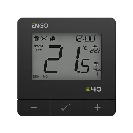 Программируемый интернет терморегулятор ENGO ZigBee/868 МГц, 230 В, черный (E40-230B)