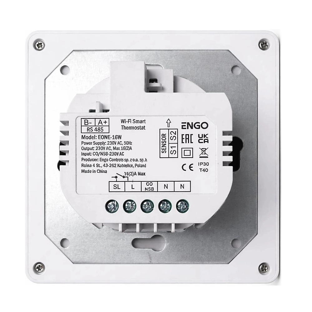 Розумний терморегулятор ENGO EONE-16W Wi-Fi з реле 16А, 230В (білий) Фото - 1