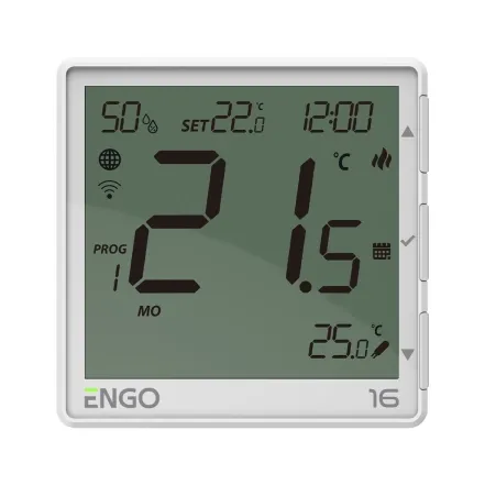 Розумний терморегулятор ENGO EONE-16W Wi-Fi з реле 16А, 230В (білий)