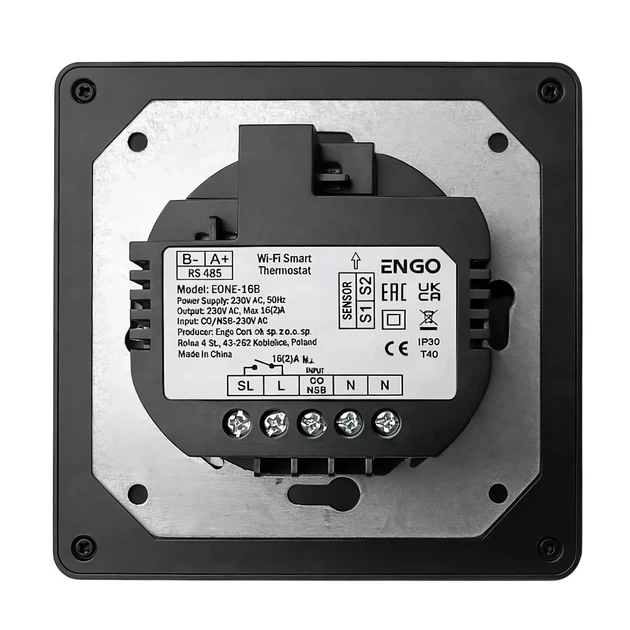 Умный терморегулятор ENGO EONE-16B с Wi-Fi и реле 16 А, 230 В (черный) Фото - 2