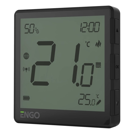 Інтернет-термостат прихованого монтажу ENGO ZigBee 3.0, жив. 230В, чорний (EONE-230B)