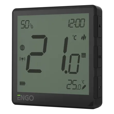 Інтернет-термостат прихованого монтажу ENGO ZigBee 3.0, жив. 230В, чорний (EONE-230B)