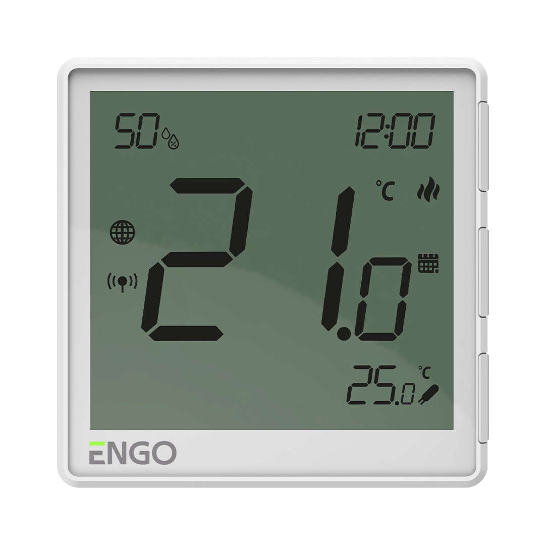 Накладний Інтернет-термостат ENGO ZigBee 3.0, жив. Li-ion 3,7V, білий (EONE-BATW)