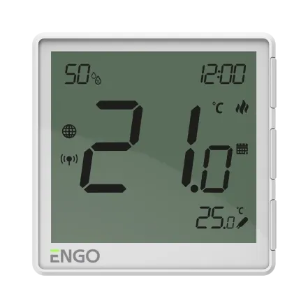 Накладний Інтернет-термостат ENGO ZigBee 3.0, жив. Li-ion 3,7V, білий (EONE-BATW)