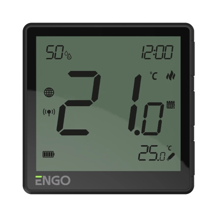 Накладний Інтернет-термостат ENGO ZigBee 3.0, жив. Li-ion 3,7V, чорний (EONE-BATB)
