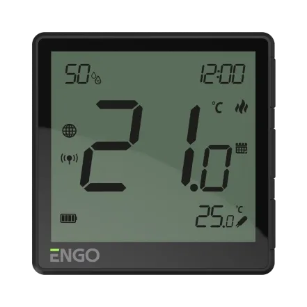 Накладний Інтернет-термостат ENGO ZigBee 3.0, жив. Li-ion 3,7V, чорний (EONE-BATB)