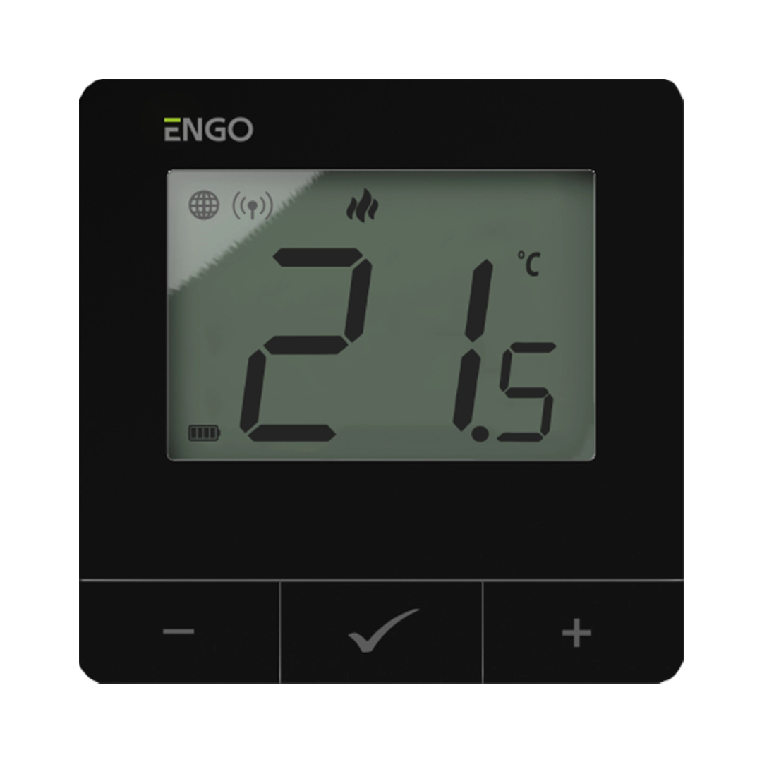 Інтернет терморегулятор ENGO ZigBee/868 МГц, жив. батарейки 2хАА, чорний (E25-BATB)