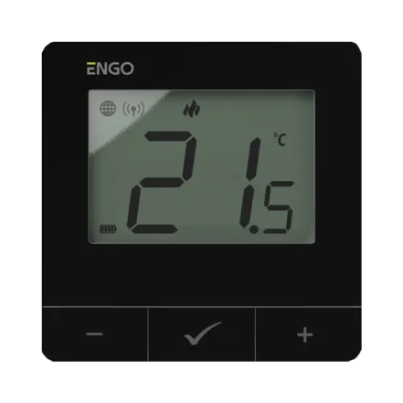 Интернет терморегулятор ENGO ZigBee/868 МГц, жив. батарейки 2хАА, черный (E25-BATB)