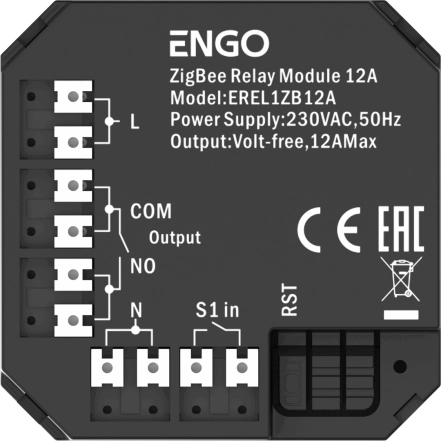 Релейний модуль Engo EREL-12ZB ZigBee 3.0, 12А 