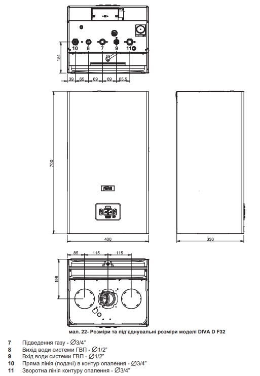 Котел газовий Ferroli DIVA D F32 Фото - 2