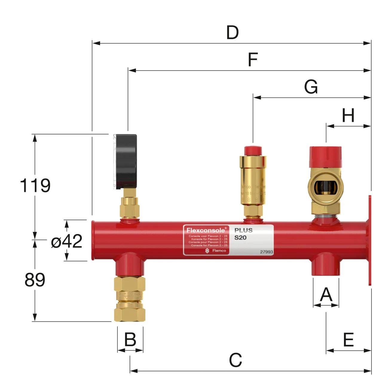 Консоль для настенного монтажа баков Flamco Flexconsole Plus S 2-25 л (27993) Фото - 1